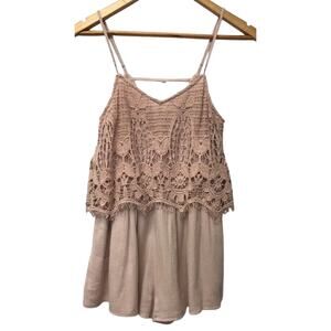 American Eagle Romper Womens XXS Pink Flounce Spaghetti Strap